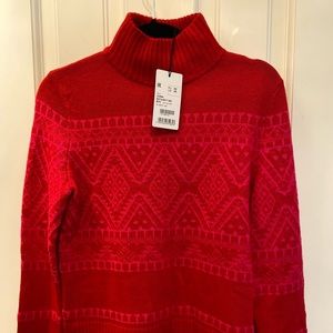 Bogner Fire + Ice pink and red wool ski sweater size XS BNWT